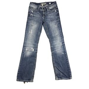 BKE Payton Bootcut Jeans 27R Mid Rise Distressed Blue Denim Y2K Western Chic